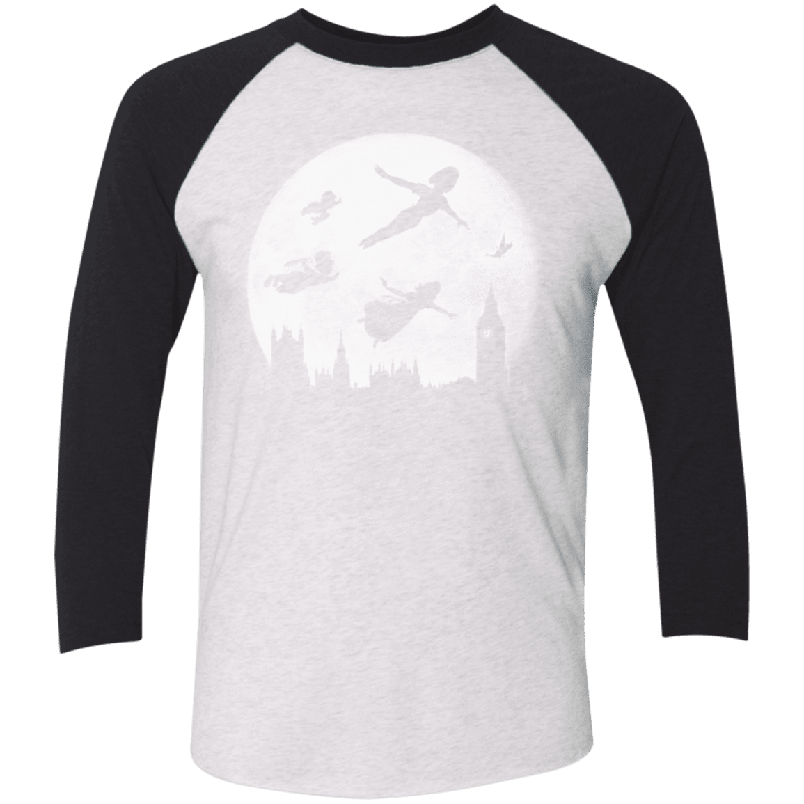 T-Shirts Heather White/Vintage Black / X-Small Full Moon over London Men's Triblend 3/4 Sleeve