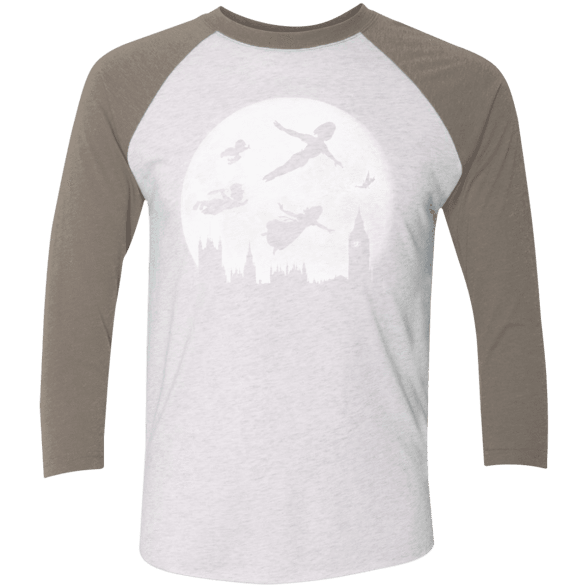 T-Shirts Heather White/Vintage Grey / X-Small Full Moon over London Men's Triblend 3/4 Sleeve