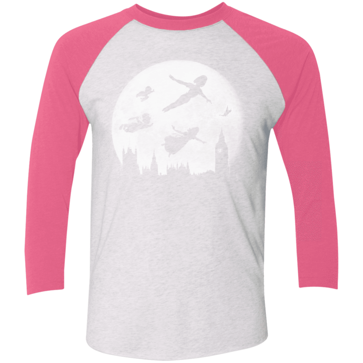 T-Shirts Heather White/Vintage Pink / X-Small Full Moon over London Men's Triblend 3/4 Sleeve