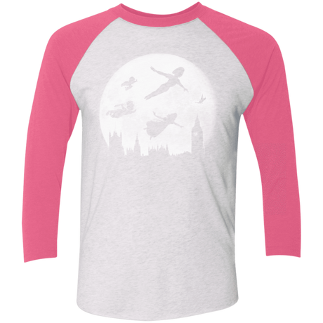 T-Shirts Heather White/Vintage Pink / X-Small Full Moon over London Men's Triblend 3/4 Sleeve