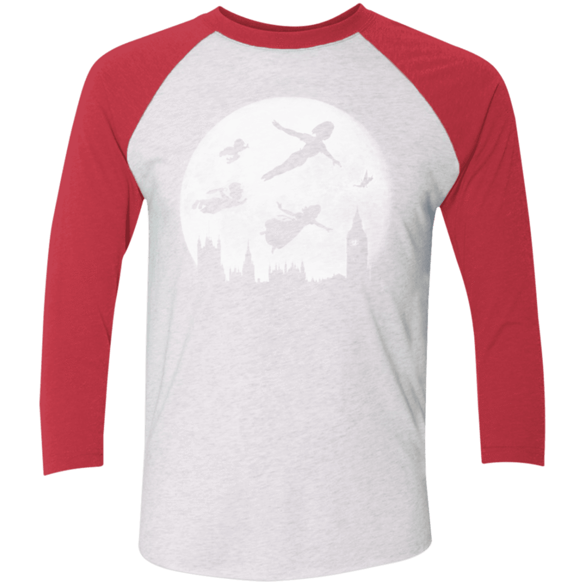 T-Shirts Heather White/Vintage Red / X-Small Full Moon over London Men's Triblend 3/4 Sleeve