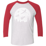 T-Shirts Heather White/Vintage Red / X-Small Full Moon over London Men's Triblend 3/4 Sleeve