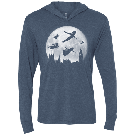 T-Shirts Indigo / X-Small Full Moon over London Triblend Long Sleeve Hoodie Tee