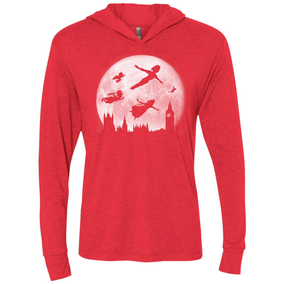 T-Shirts Vintage Red / X-Small Full Moon over London Triblend Long Sleeve Hoodie Tee