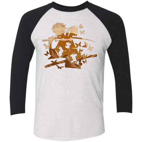 T-Shirts Heather White/Vintage Black / X-Small Funky Samurais Triblend 3/4 Sleeve