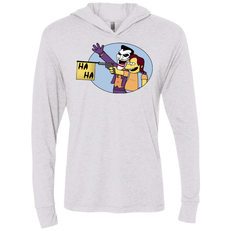 T-Shirts Heather White / X-Small Funny Gun Triblend Long Sleeve Hoodie Tee