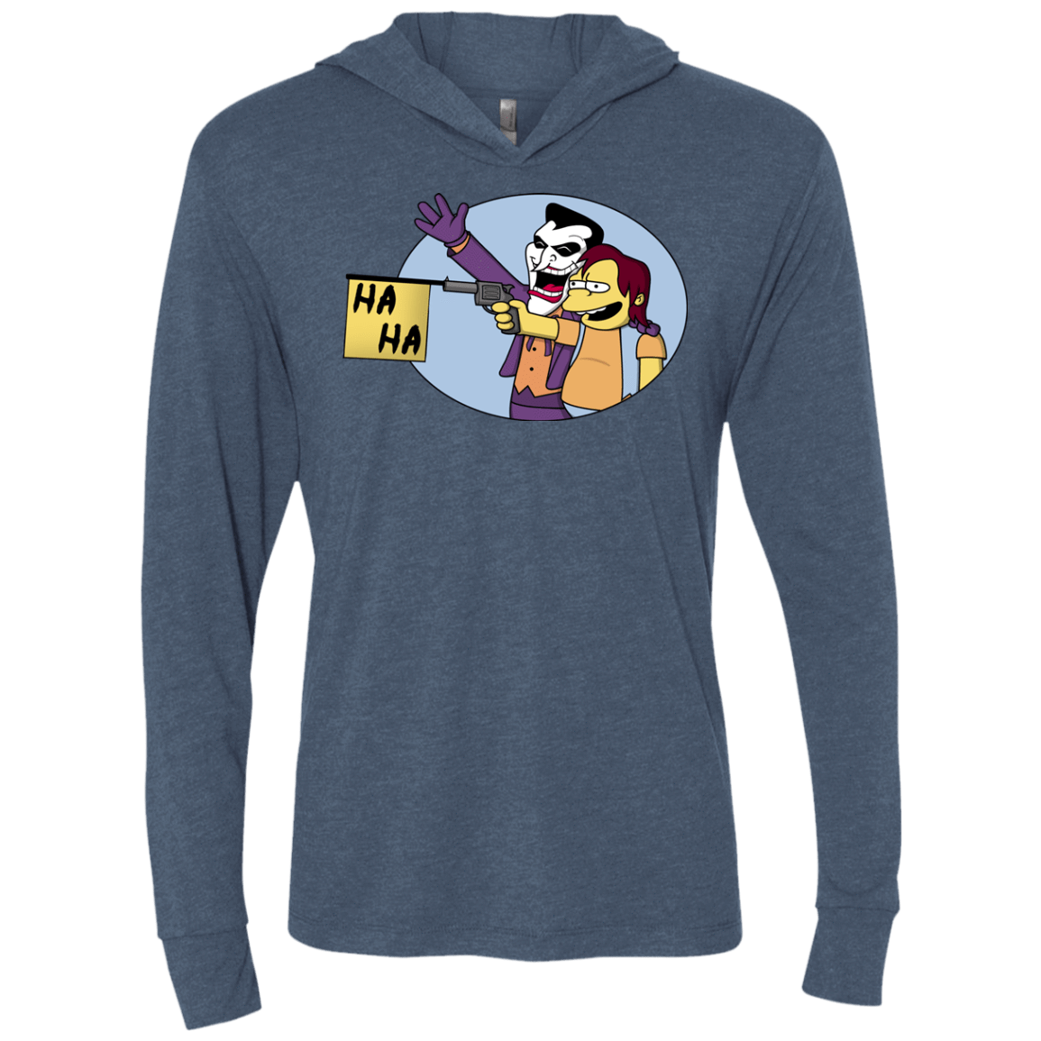 T-Shirts Indigo / X-Small Funny Gun Triblend Long Sleeve Hoodie Tee