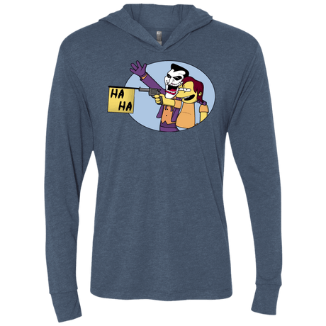 T-Shirts Indigo / X-Small Funny Gun Triblend Long Sleeve Hoodie Tee