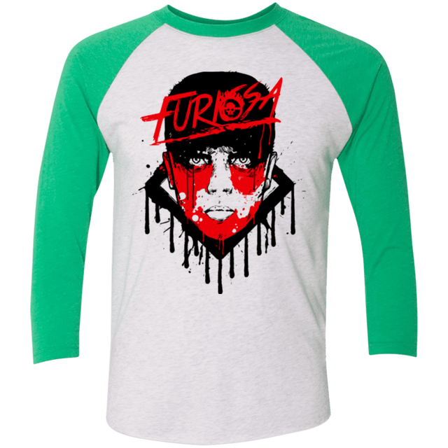T-Shirts Heather White/Envy / X-Small Furiosa Men's Triblend 3/4 Sleeve