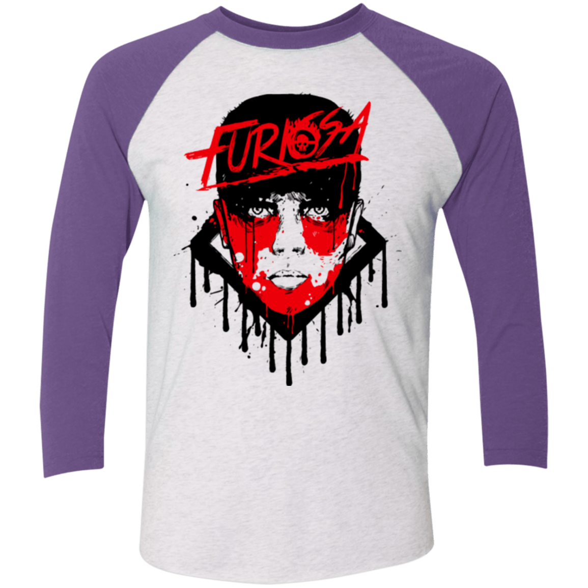 T-Shirts Heather White/Purple Rush / X-Small Furiosa Men's Triblend 3/4 Sleeve