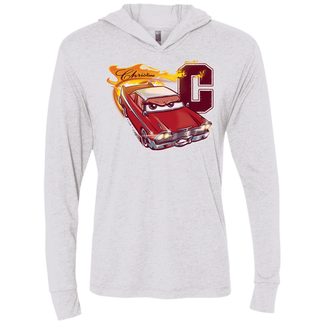 T-Shirts Heather White / X-Small Fury And Fire Triblend Long Sleeve Hoodie Tee
