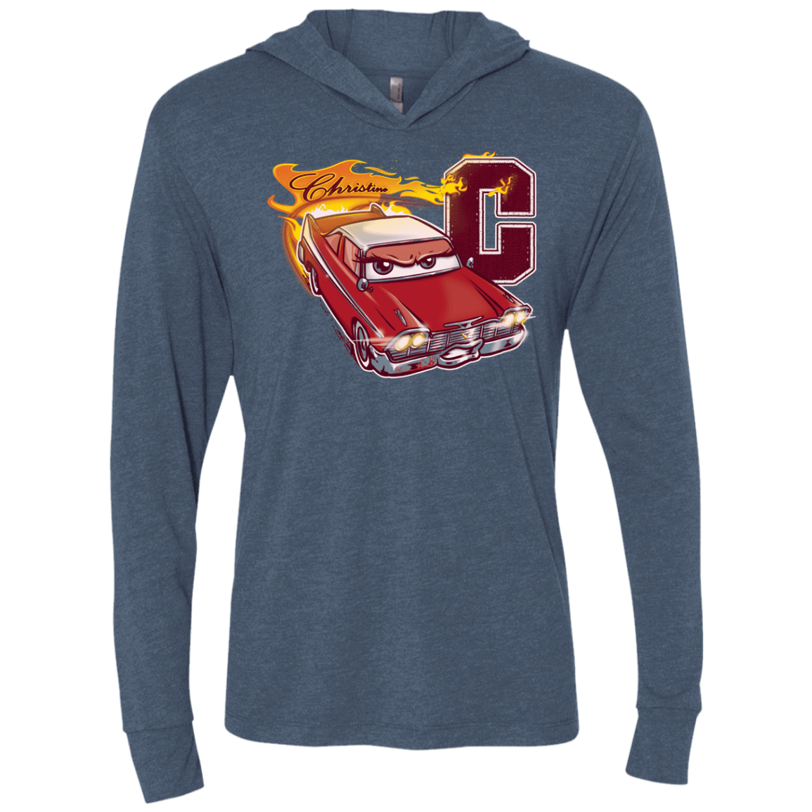 T-Shirts Indigo / X-Small Fury And Fire Triblend Long Sleeve Hoodie Tee