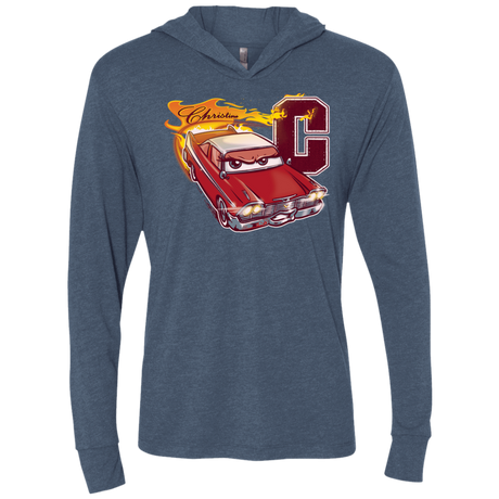 T-Shirts Indigo / X-Small Fury And Fire Triblend Long Sleeve Hoodie Tee