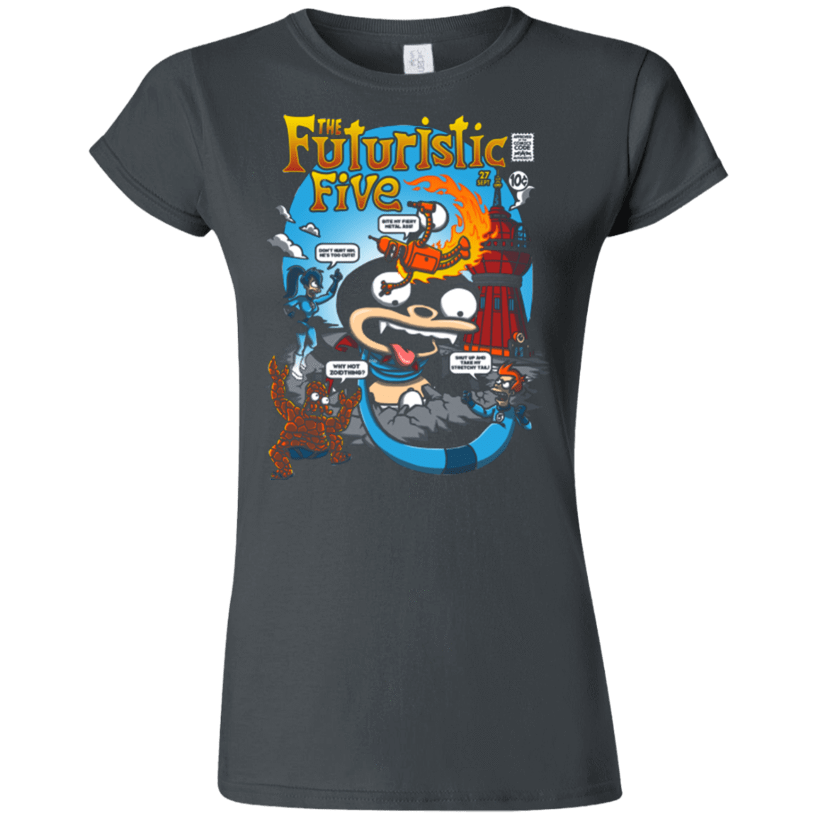 T-Shirts Charcoal / S Futurama Fantastic 4 Junior Slimmer-Fit T-Shirt