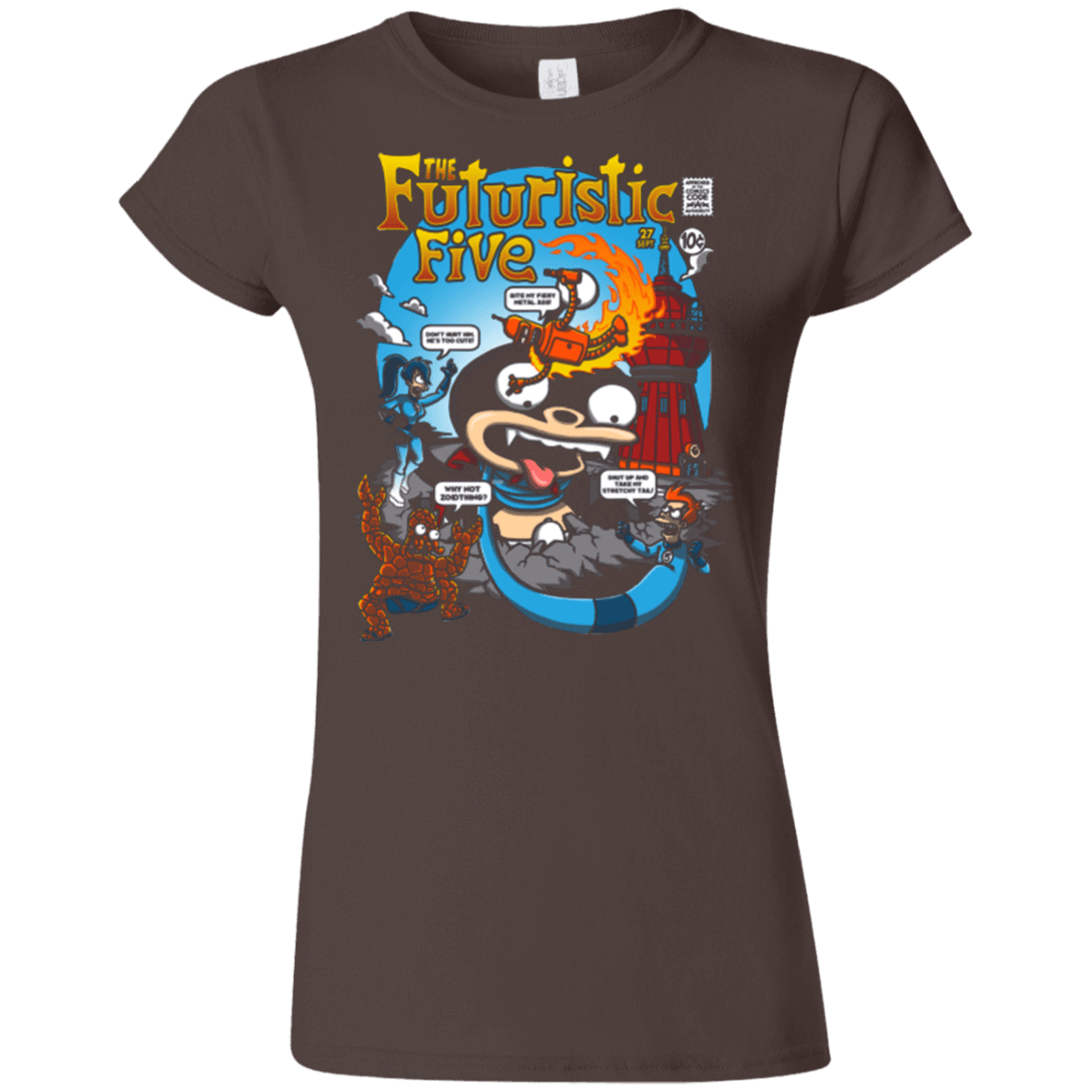 T-Shirts Dark Chocolate / S Futurama Fantastic 4 Junior Slimmer-Fit T-Shirt