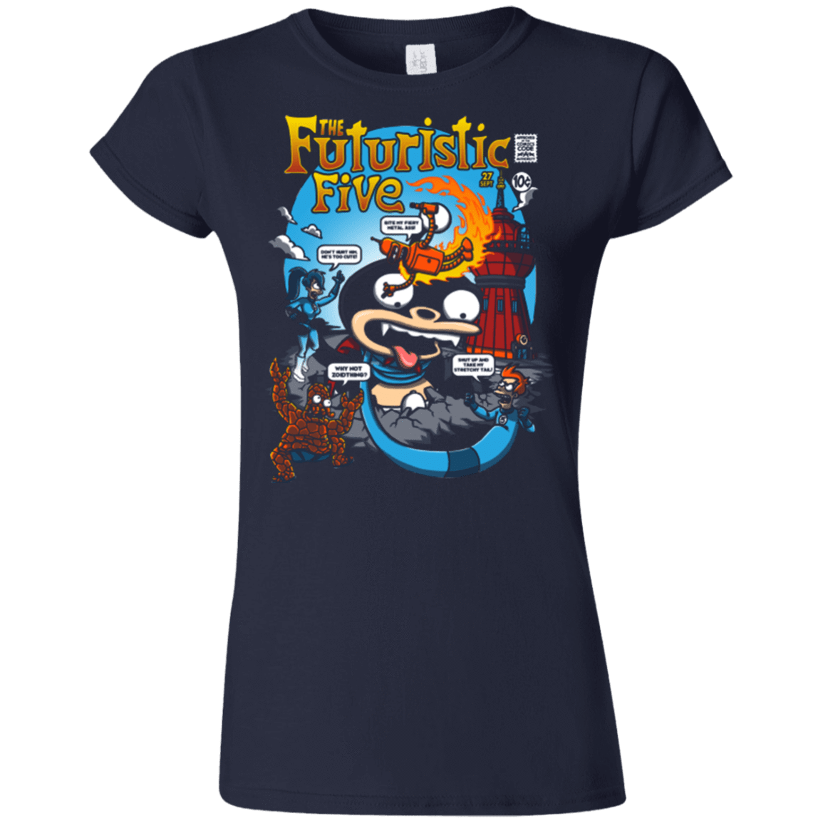 T-Shirts Navy / S Futurama Fantastic 4 Junior Slimmer-Fit T-Shirt