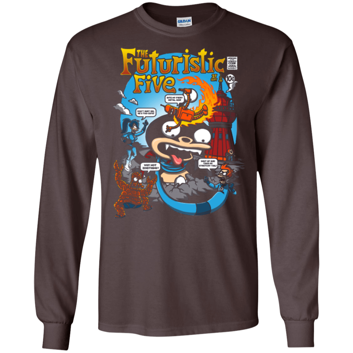 T-Shirts Dark Chocolate / S Futurama Fantastic 4 Men's Long Sleeve T-Shirt