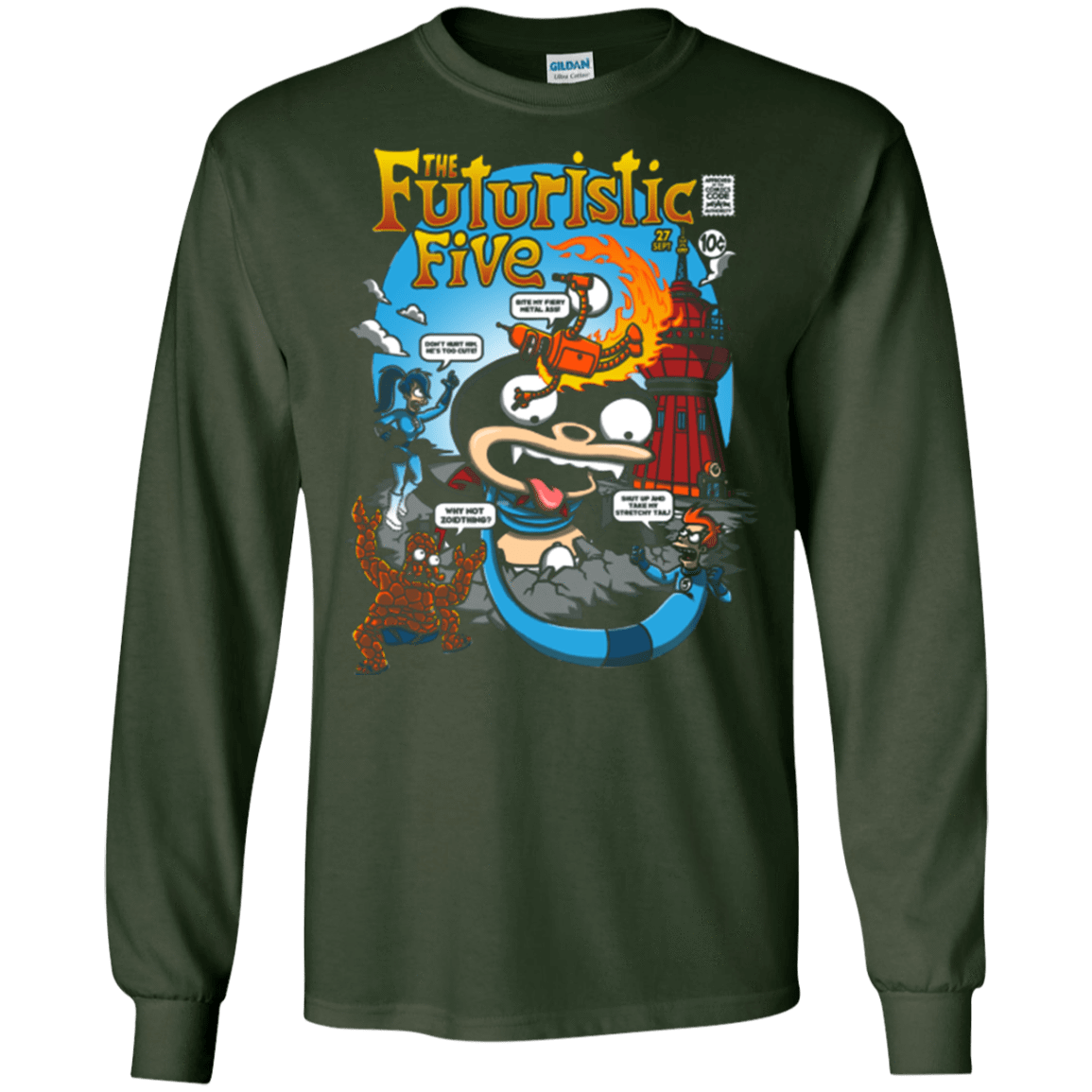 T-Shirts Forest Green / S Futurama Fantastic 4 Men's Long Sleeve T-Shirt