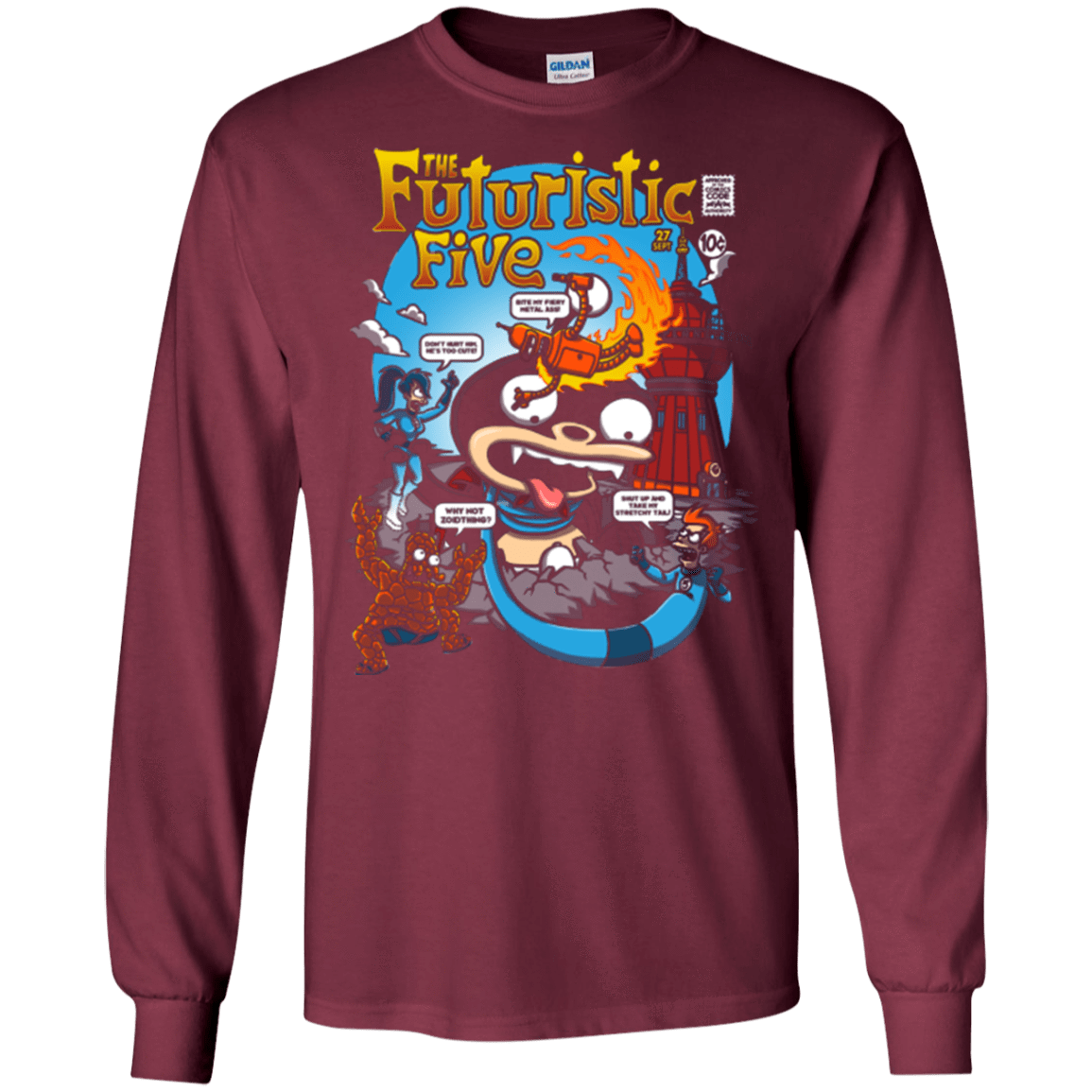 T-Shirts Maroon / S Futurama Fantastic 4 Men's Long Sleeve T-Shirt