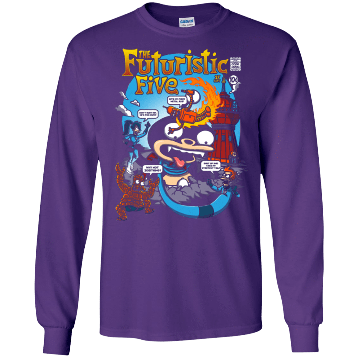 T-Shirts Purple / S Futurama Fantastic 4 Men's Long Sleeve T-Shirt