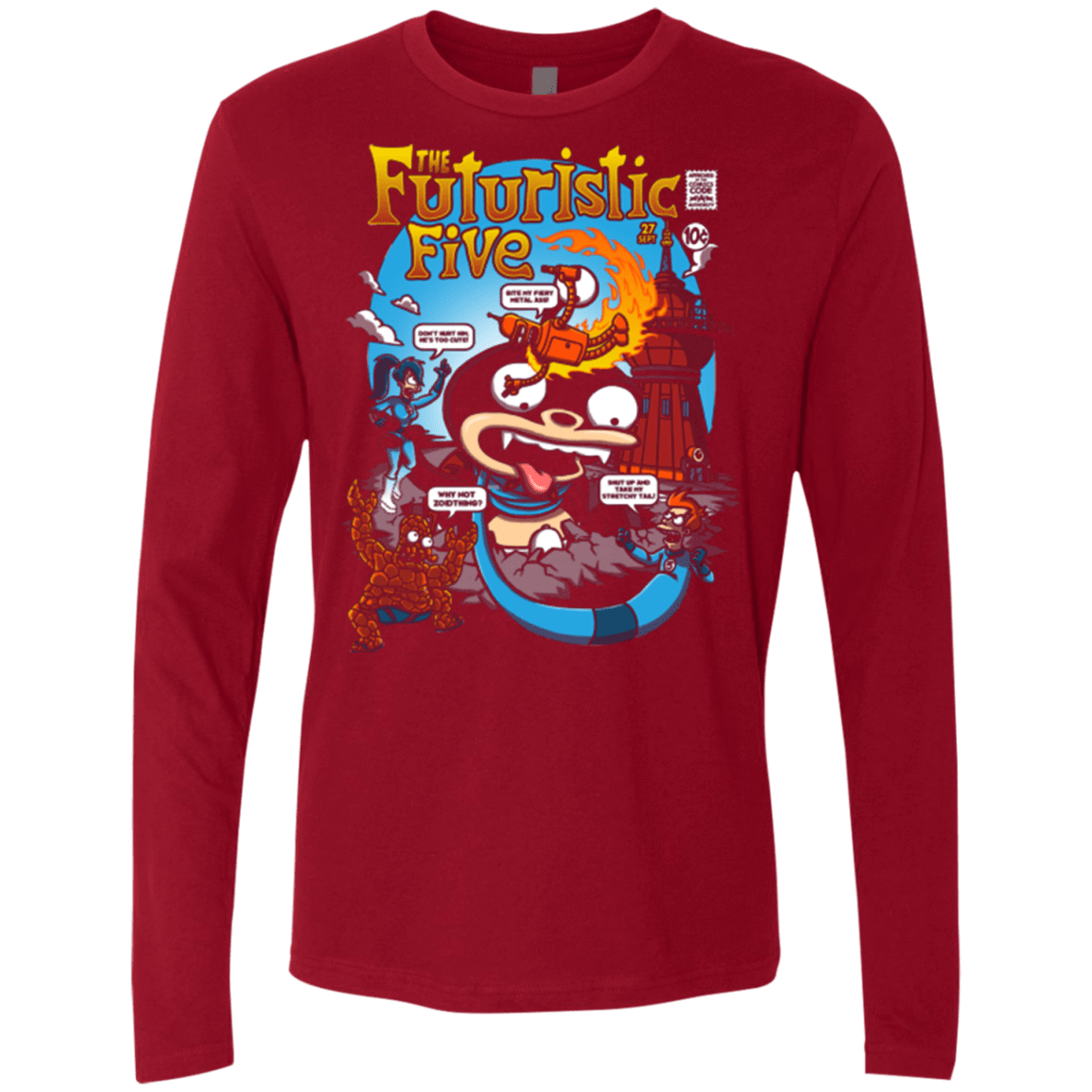 T-Shirts Cardinal / S Futurama Fantastic 4 Men's Premium Long Sleeve