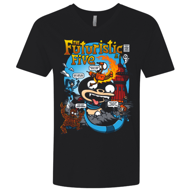 T-Shirts Black / X-Small Futurama Fantastic 4 Men's Premium V-Neck