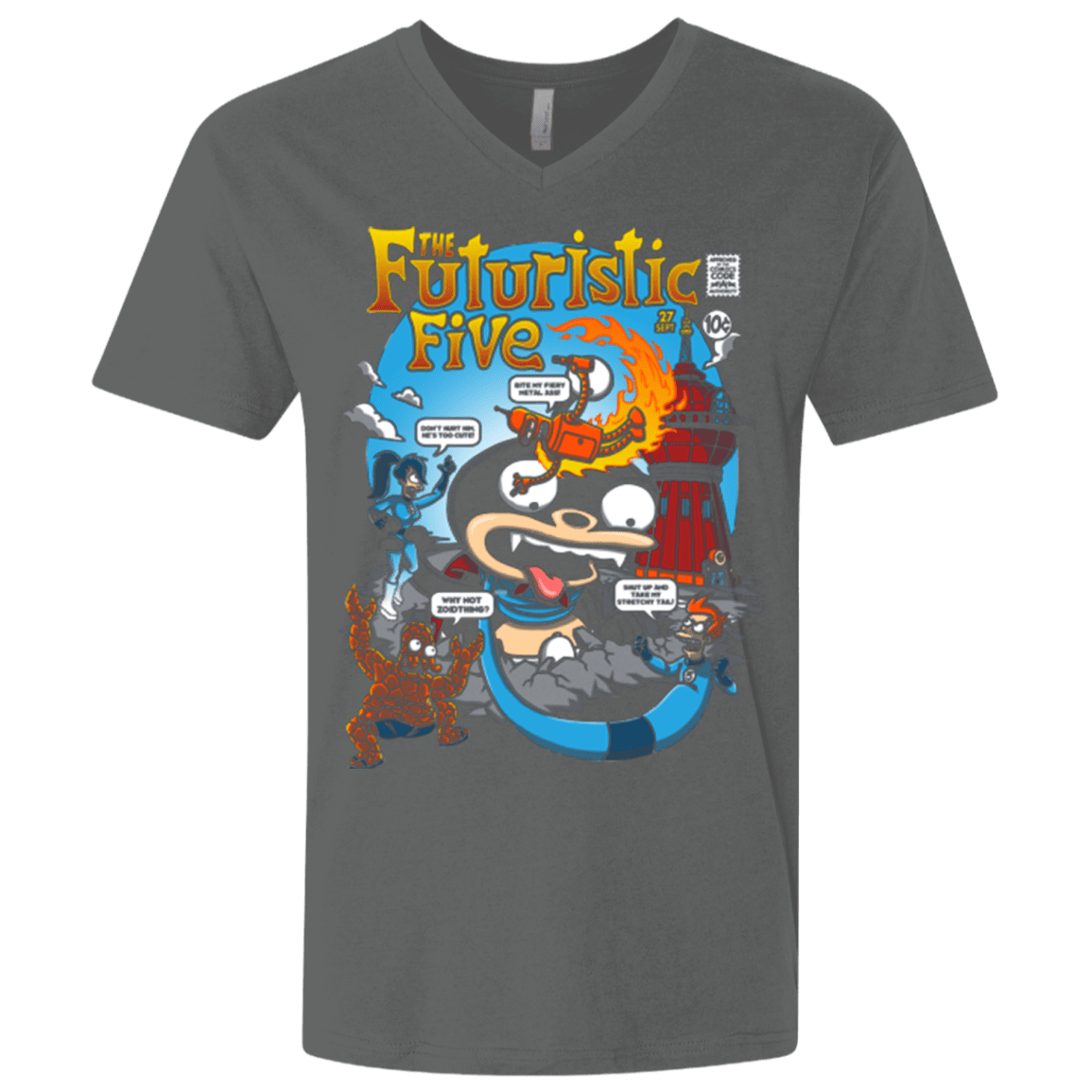 T-Shirts Heavy Metal / X-Small Futurama Fantastic 4 Men's Premium V-Neck