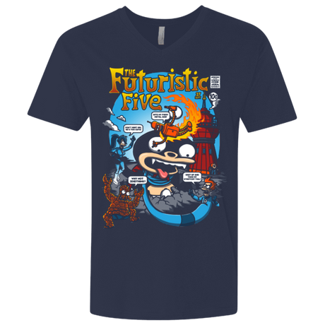 T-Shirts Midnight Navy / X-Small Futurama Fantastic 4 Men's Premium V-Neck