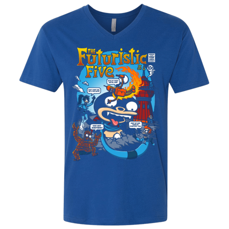 T-Shirts Royal / X-Small Futurama Fantastic 4 Men's Premium V-Neck