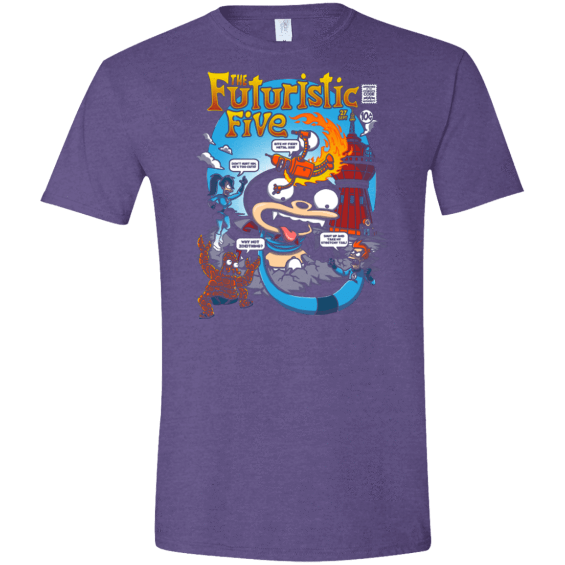 T-Shirts Heather Purple / S Futurama Fantastic 4 Men's Semi-Fitted Softstyle