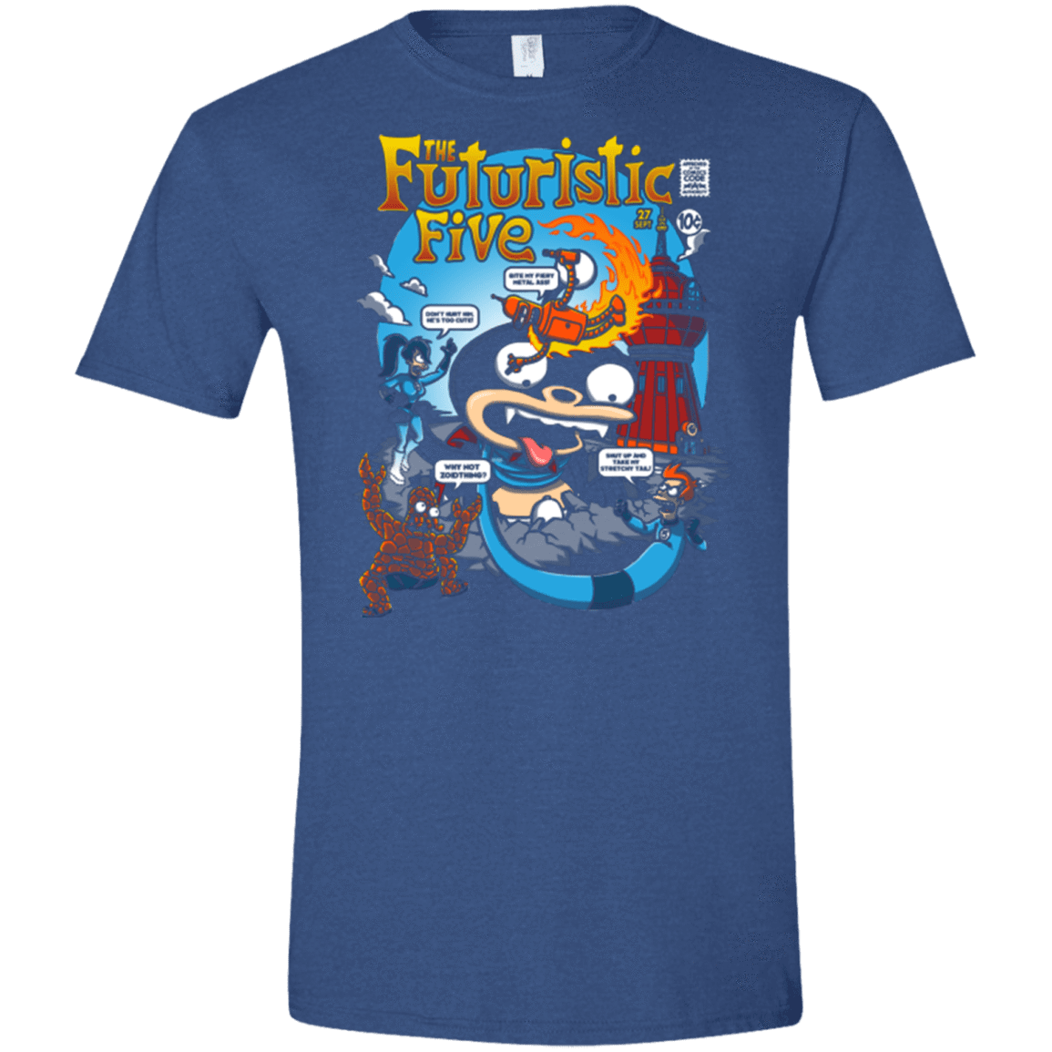 T-Shirts Heather Royal / X-Small Futurama Fantastic 4 Men's Semi-Fitted Softstyle