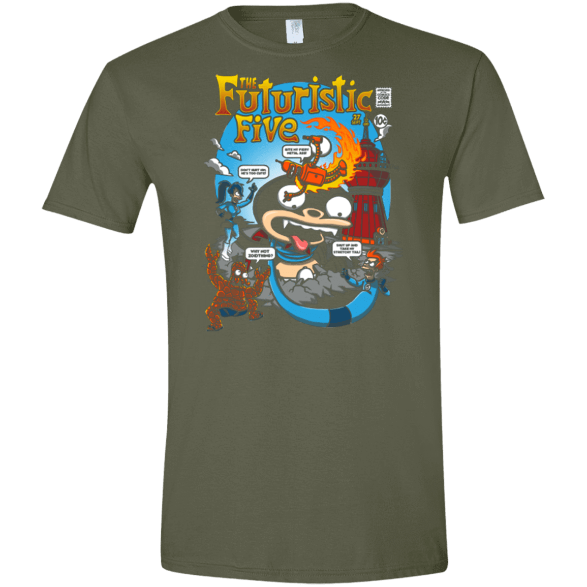 T-Shirts Military Green / S Futurama Fantastic 4 Men's Semi-Fitted Softstyle