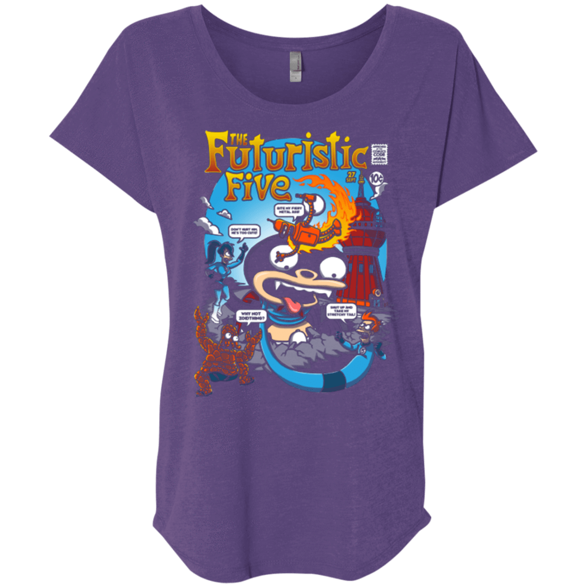 T-Shirts Purple Rush / X-Small Futurama Fantastic 4 Triblend Dolman Sleeve