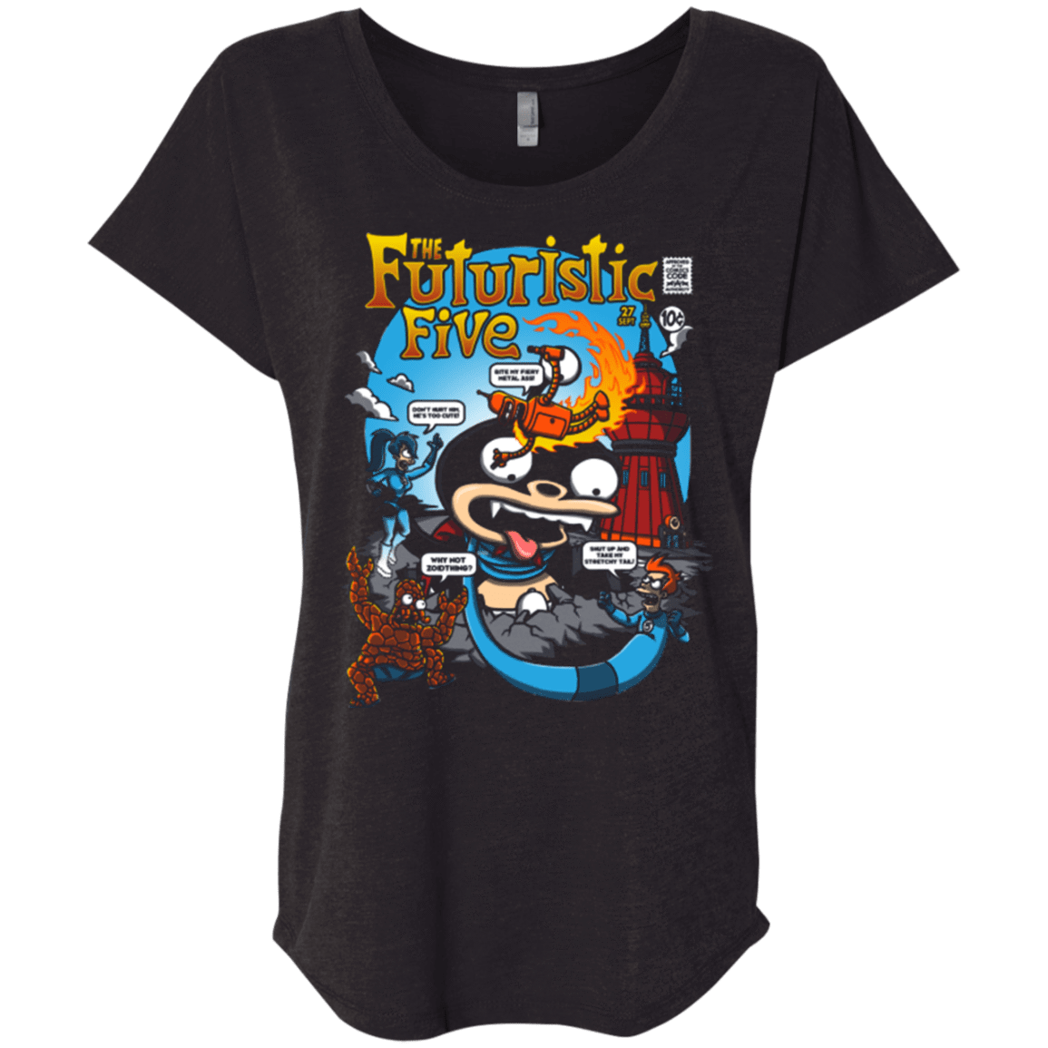 T-Shirts Vintage Black / X-Small Futurama Fantastic 4 Triblend Dolman Sleeve