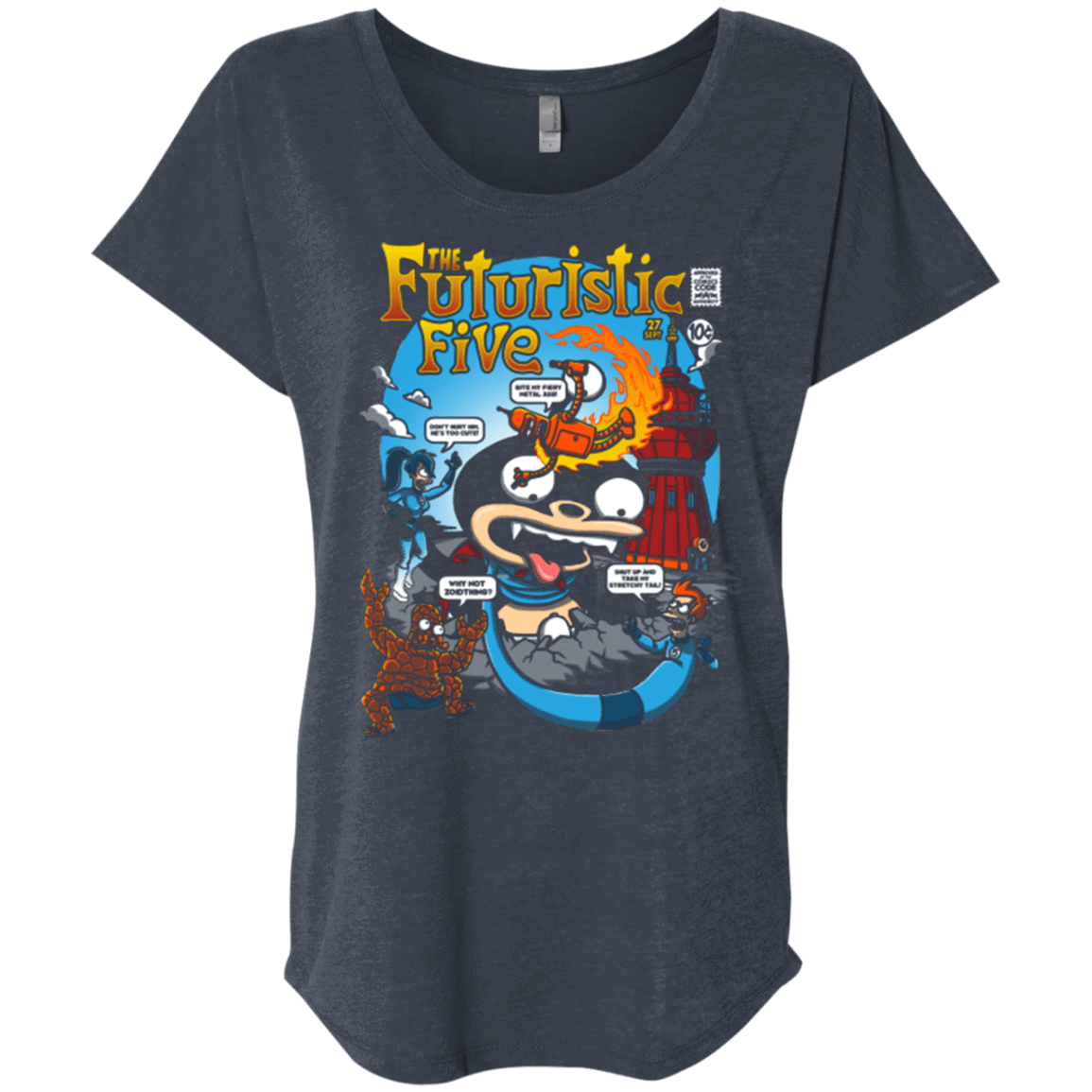 T-Shirts Vintage Navy / X-Small Futurama Fantastic 4 Triblend Dolman Sleeve