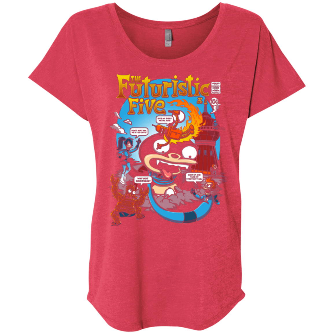 T-Shirts Vintage Red / X-Small Futurama Fantastic 4 Triblend Dolman Sleeve