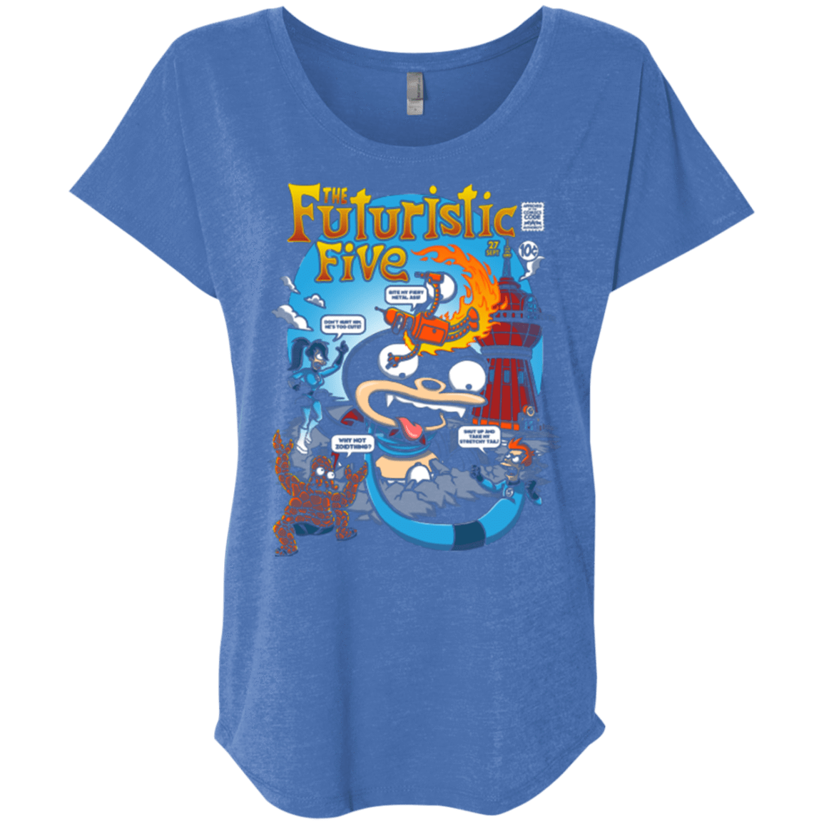 T-Shirts Vintage Royal / X-Small Futurama Fantastic 4 Triblend Dolman Sleeve