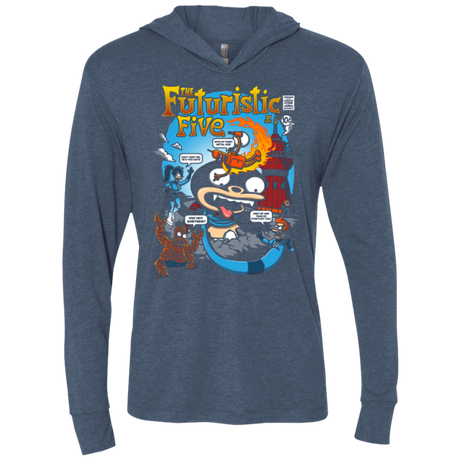 T-Shirts Indigo / X-Small Futurama Fantastic 4 Triblend Long Sleeve Hoodie Tee