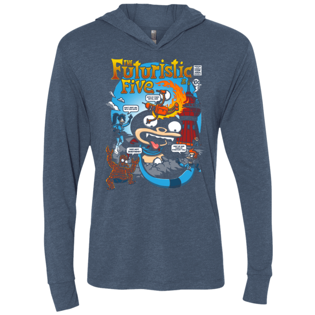 T-Shirts Indigo / X-Small Futurama Fantastic 4 Triblend Long Sleeve Hoodie Tee