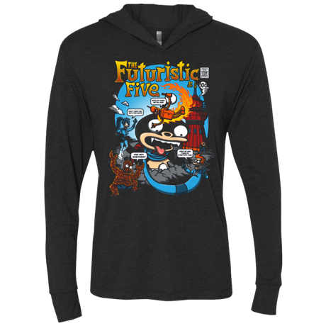 T-Shirts Vintage Black / X-Small Futurama Fantastic 4 Triblend Long Sleeve Hoodie Tee