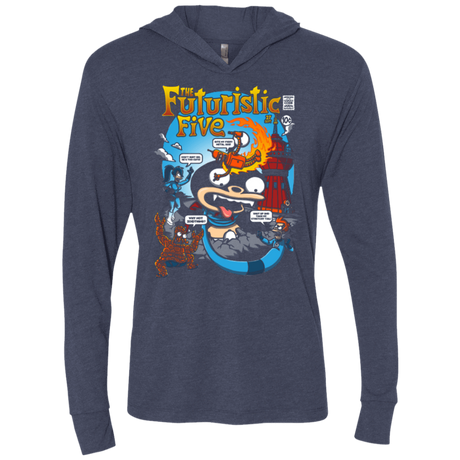 T-Shirts Vintage Navy / X-Small Futurama Fantastic 4 Triblend Long Sleeve Hoodie Tee