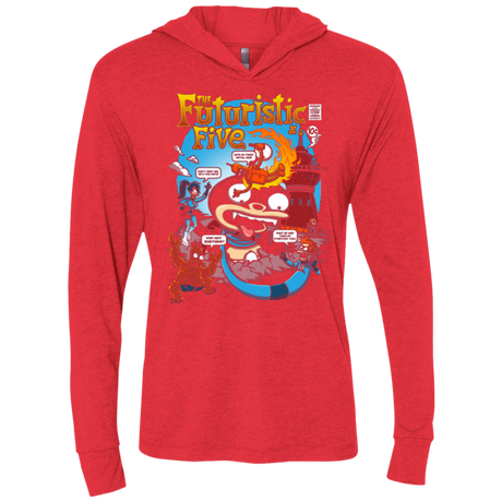 T-Shirts Vintage Red / X-Small Futurama Fantastic 4 Triblend Long Sleeve Hoodie Tee