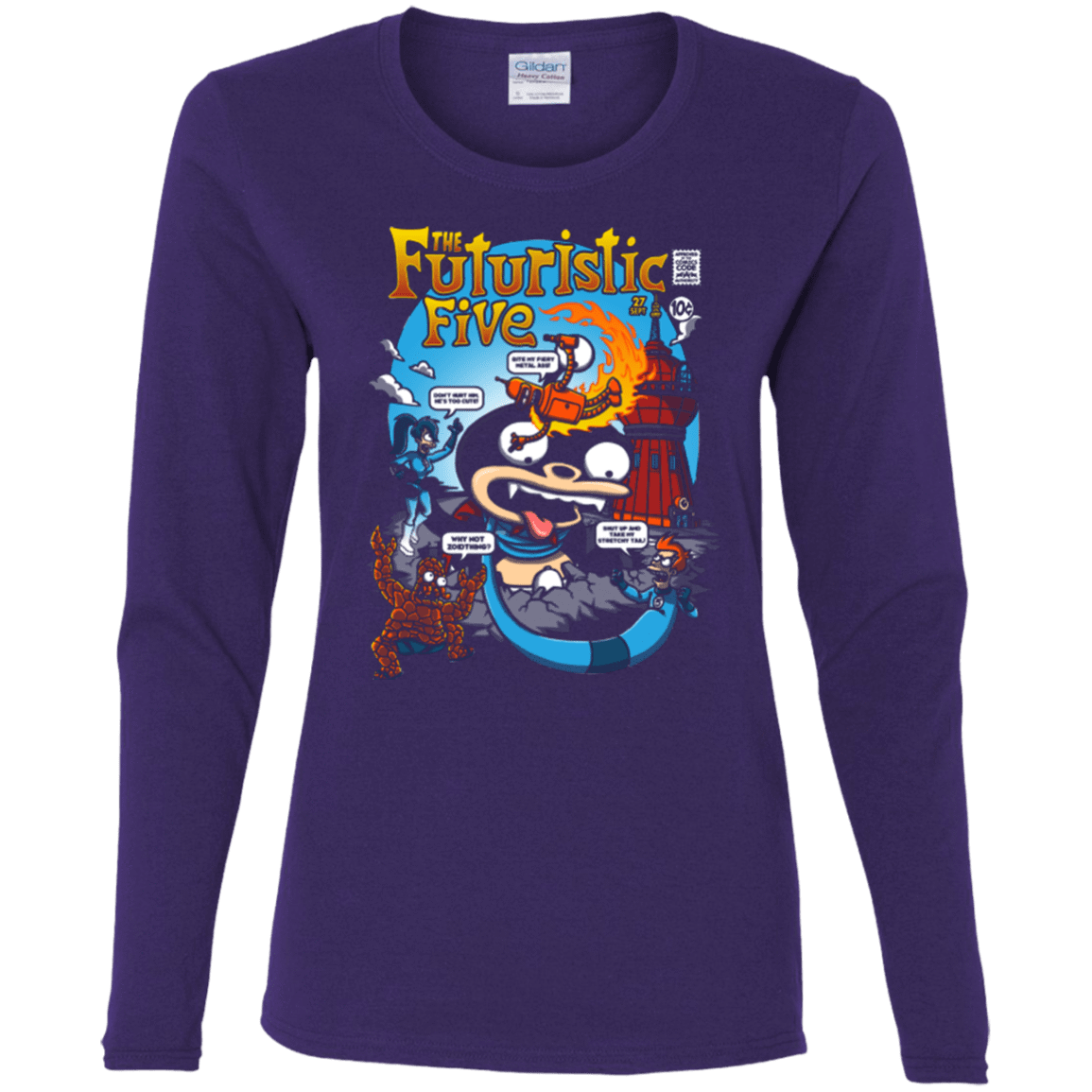 T-Shirts Purple / S Futurama Fantastic 4 Women's Long Sleeve T-Shirt