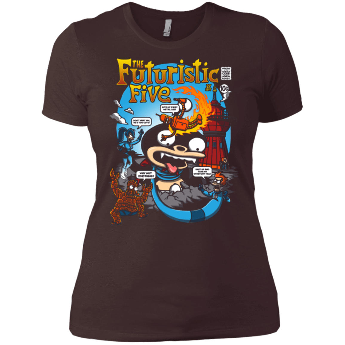 T-Shirts Dark Chocolate / X-Small Futurama Fantastic 4 Women's Premium T-Shirt