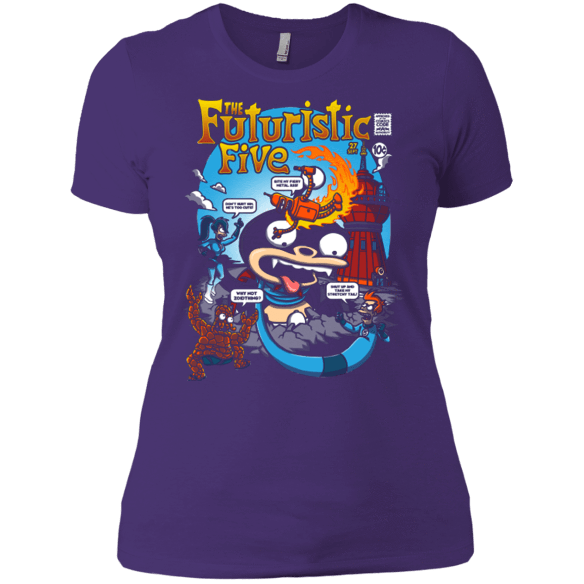 T-Shirts Purple Rush/ / X-Small Futurama Fantastic 4 Women's Premium T-Shirt