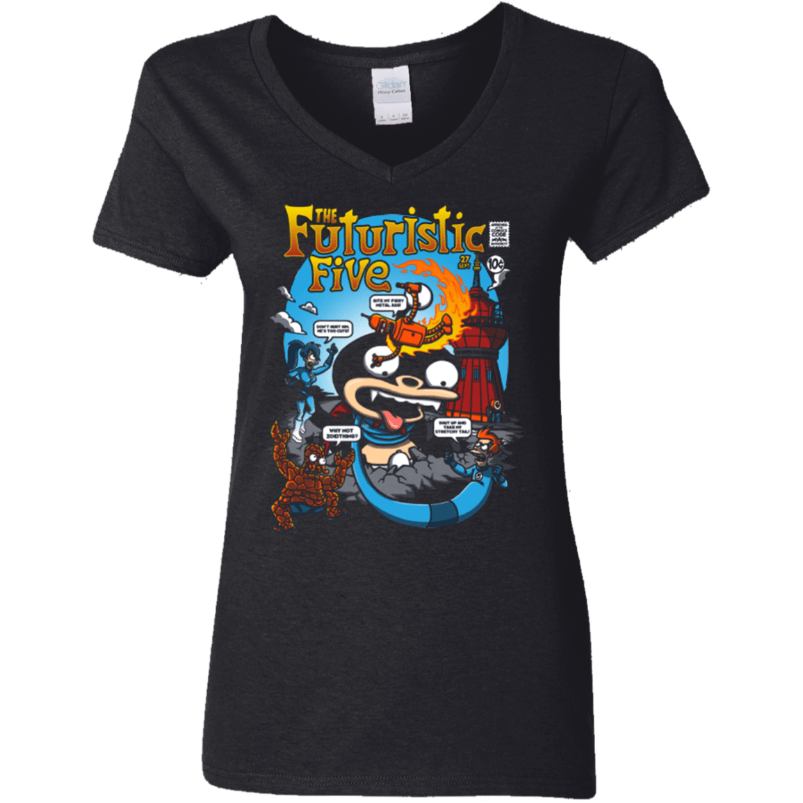 T-Shirts Black / S Futurama Fantastic 4 Women's V-Neck T-Shirt