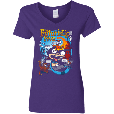 T-Shirts Purple / S Futurama Fantastic 4 Women's V-Neck T-Shirt