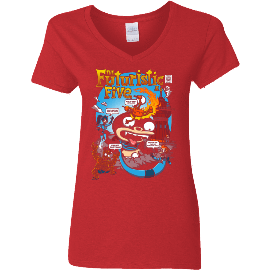 T-Shirts Red / S Futurama Fantastic 4 Women's V-Neck T-Shirt