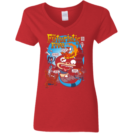 T-Shirts Red / S Futurama Fantastic 4 Women's V-Neck T-Shirt