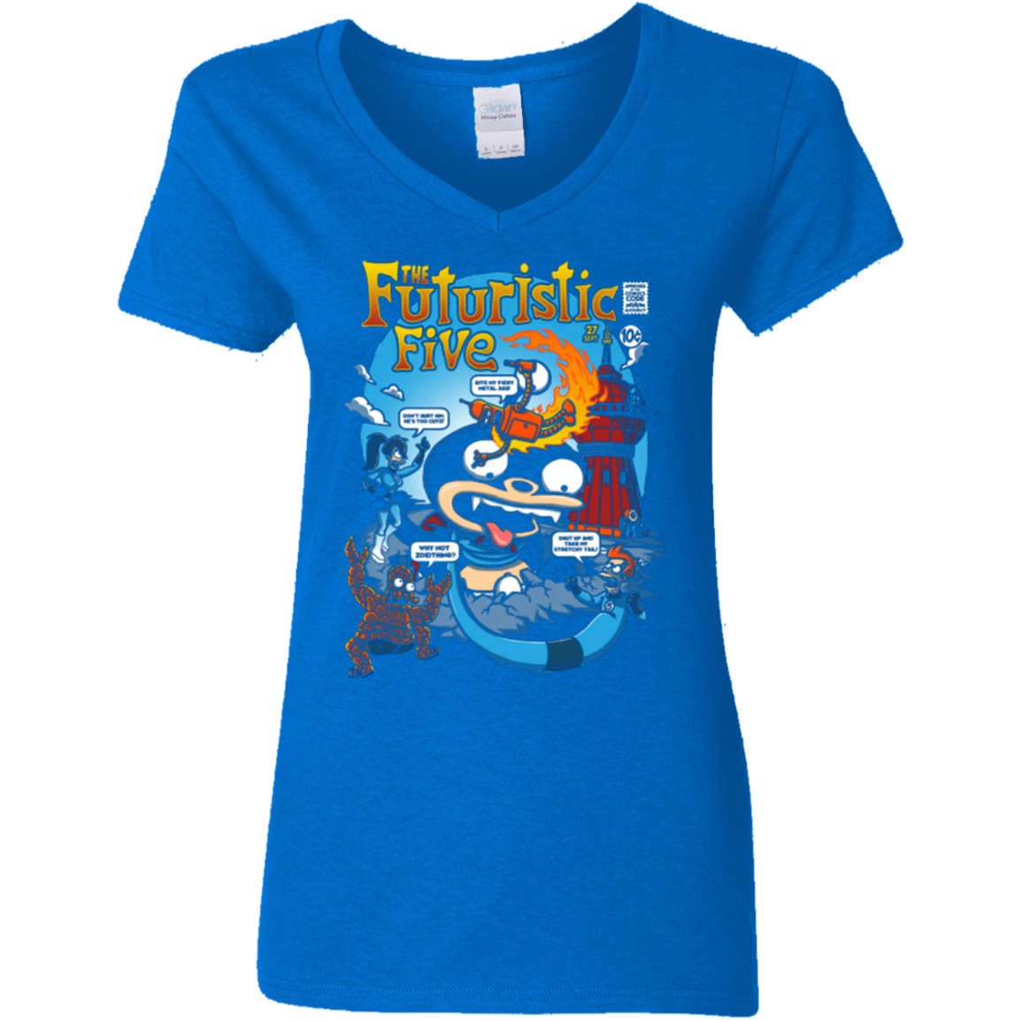 T-Shirts Royal / S Futurama Fantastic 4 Women's V-Neck T-Shirt